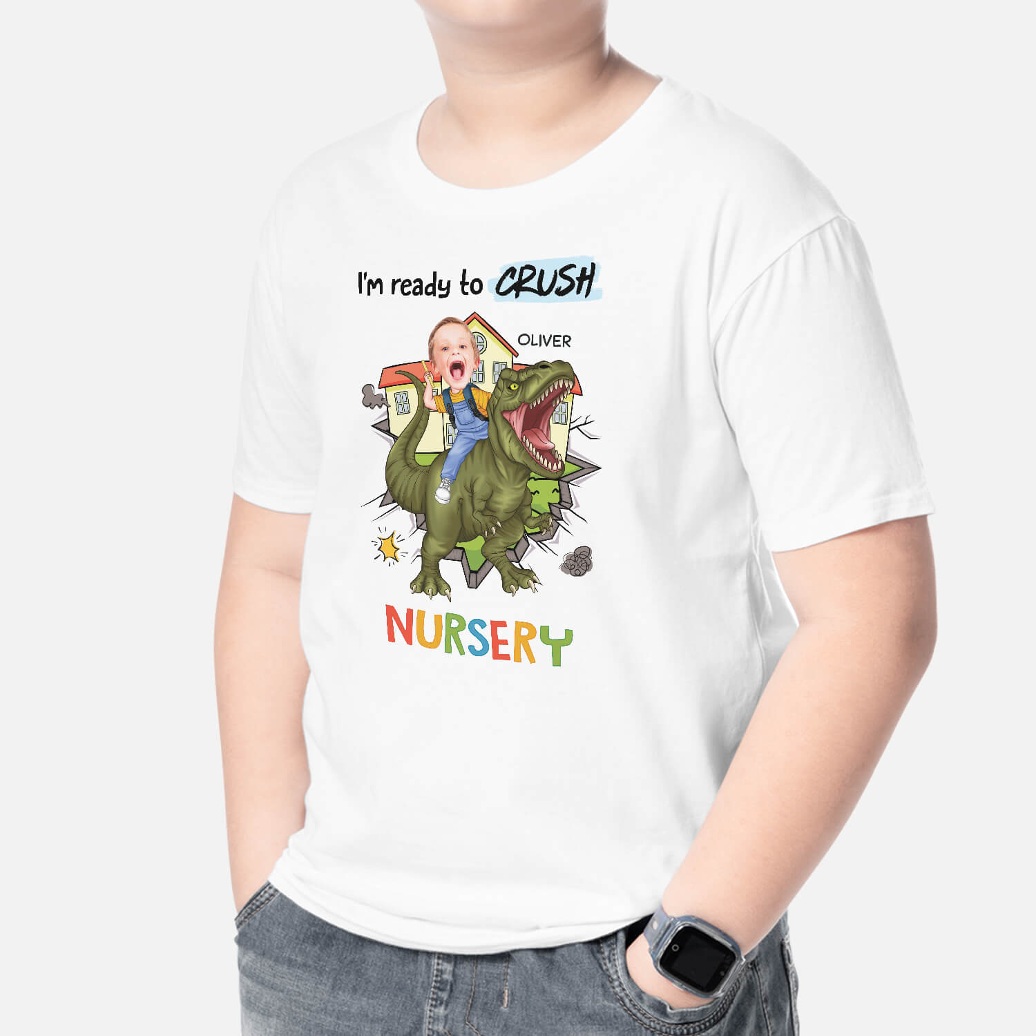 2664AUK2 im ready to crush nursery dinosaur theme  custom childrens t shirt printing