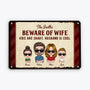 2666UK2 Personalised Beware of Wife And Husband Metal Sign for Family