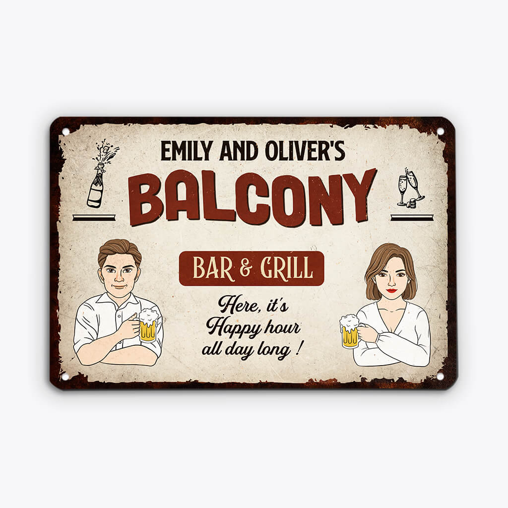 Personalised Bar & Grill Happy Hour All Day Long Metal Sign