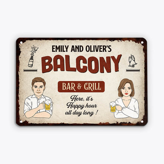 2673EUK1 bar grill happy hour all day long  custom design metal signs