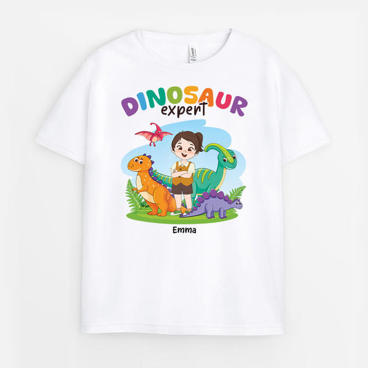 2675AUK1 dinosaur expert  kid girls t shirt with custom design