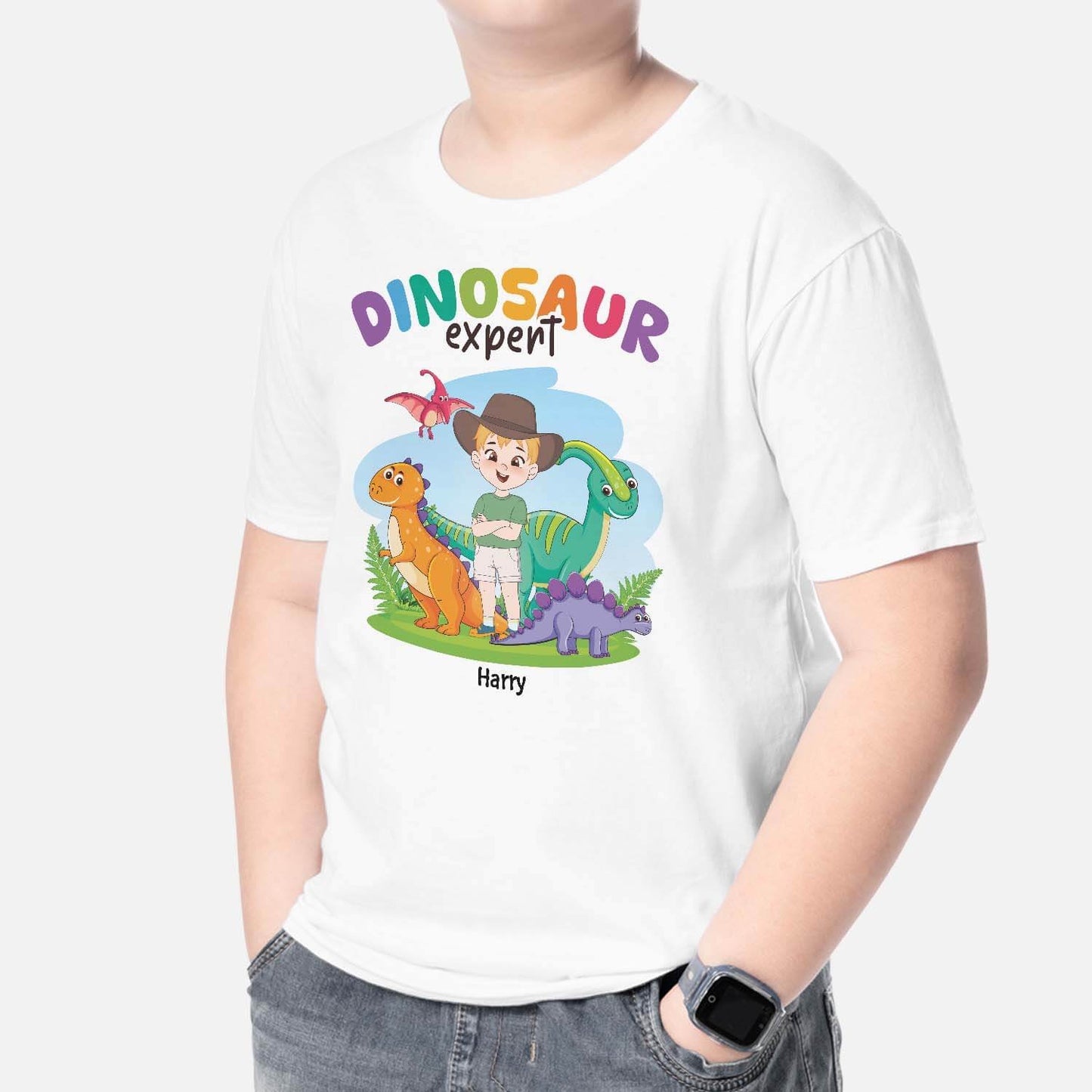 Personalised Dinosaur Expert Kid T-shirt Girls