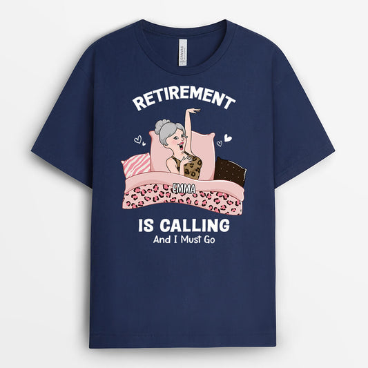 2751AUK2 retirement is calling and i must go t shirt  personalised retirement gifts for him