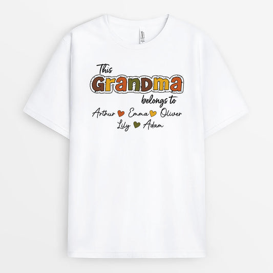 2766UK1 this grandma belongs to t shirt  personlised autumn themed gifts