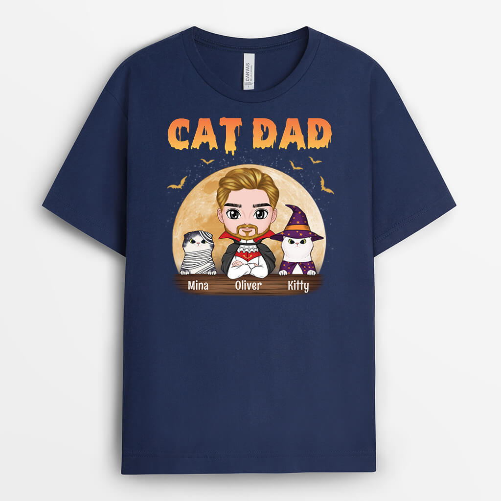 2777AUK2 halloween cat dad t shirt  personalised cat inspired gifts