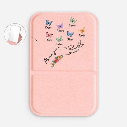 2782AUK1 personalised compact mirror with grandkids names for grannymum 2782ajcp5a