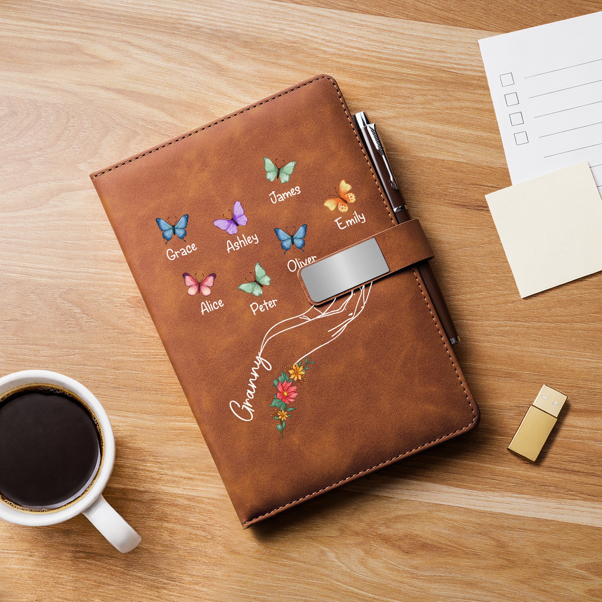 2782MUK2 personalised uv printed leather notebook set with grandkids names for grannymum 2782mocp5a_4c29b8ac 1fa9 4ef2 876a 780c164f3318