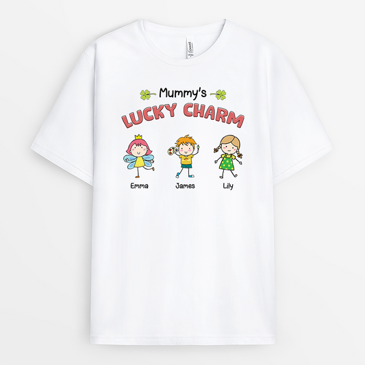 2821AUK1 mummys lucky charm t shirt  personalised gifts for grandma