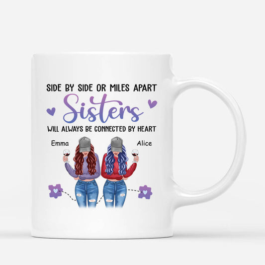 2822MUK1 side by side or miles apart mug  personalised gifts for besties