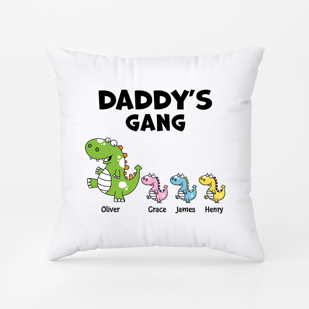 2837PUK1 dinosaur daddys gang pillow  personalised gifts for dad