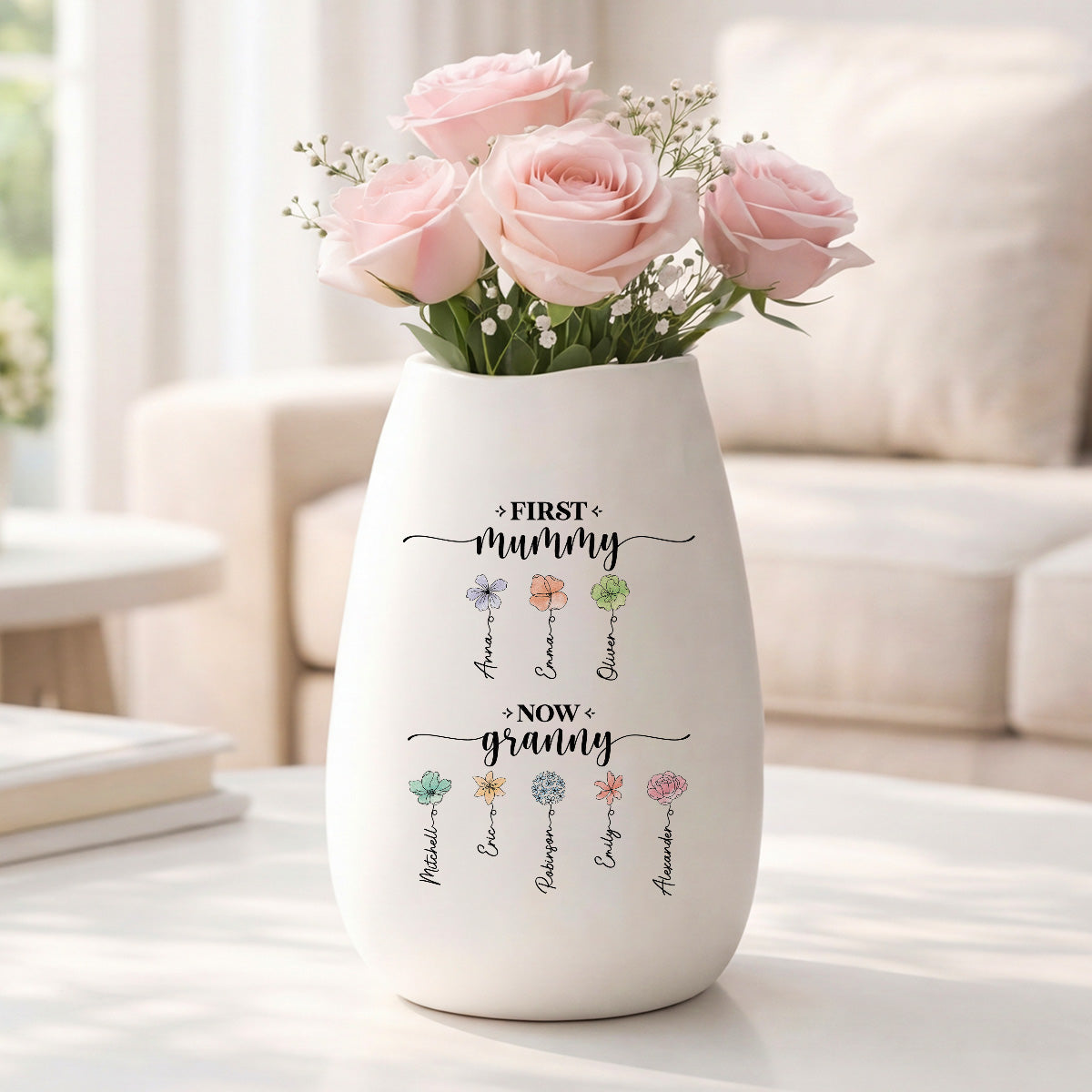 2851AUK2 personalised first mummy now granny matte ceramic vase 2851aosq5a