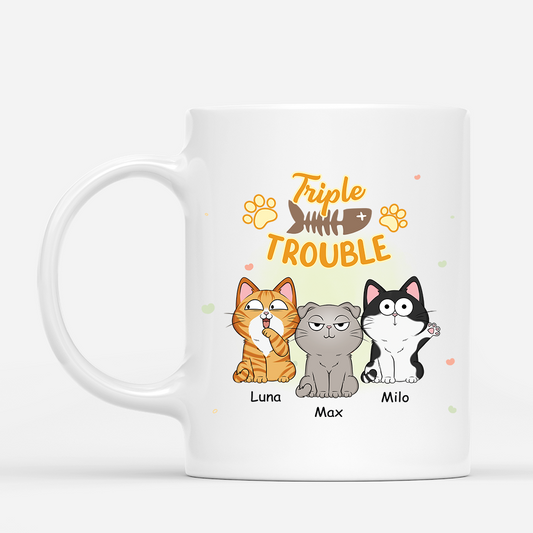 2852MUK1 personalized cat gifts for humans triple trouble cat mug 2852M5Z8D