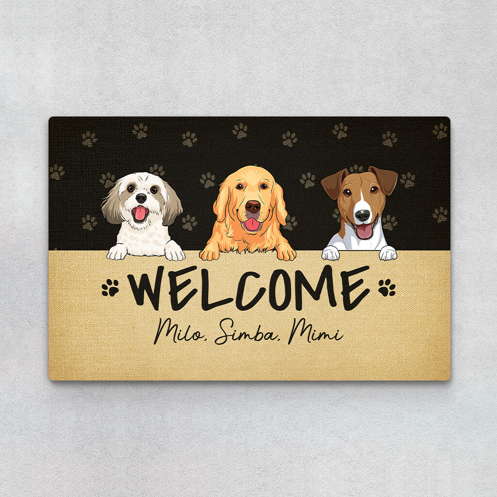 Personalised Welcome With Cute Dog Doormat