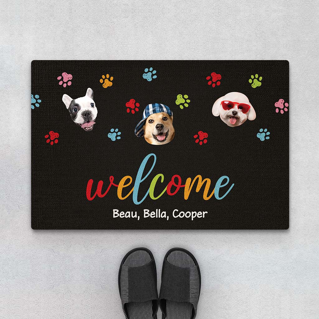 Personalised Welcome With Funny Dog Face Doormat