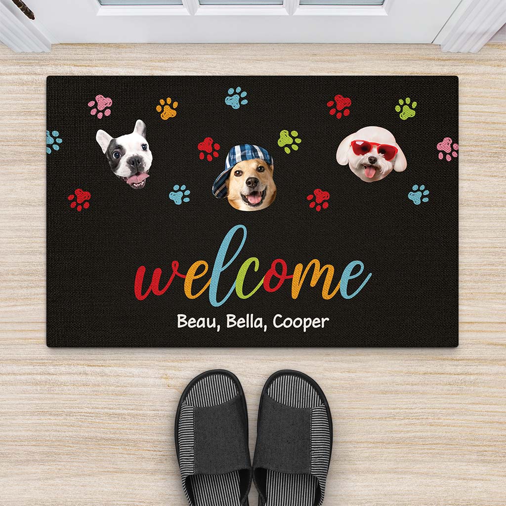 Personalised Welcome With Funny Dog Face Doormat