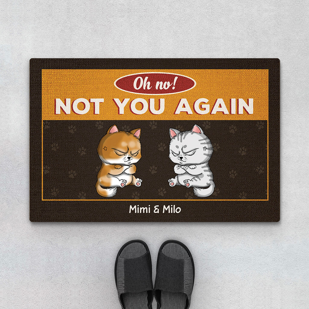 2891DUK1 oh no_ not you again  funny personalised cat doormat uk