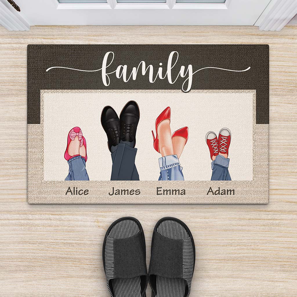 Personalised Family Members’s Feet In Fashionable Shoes Doormat