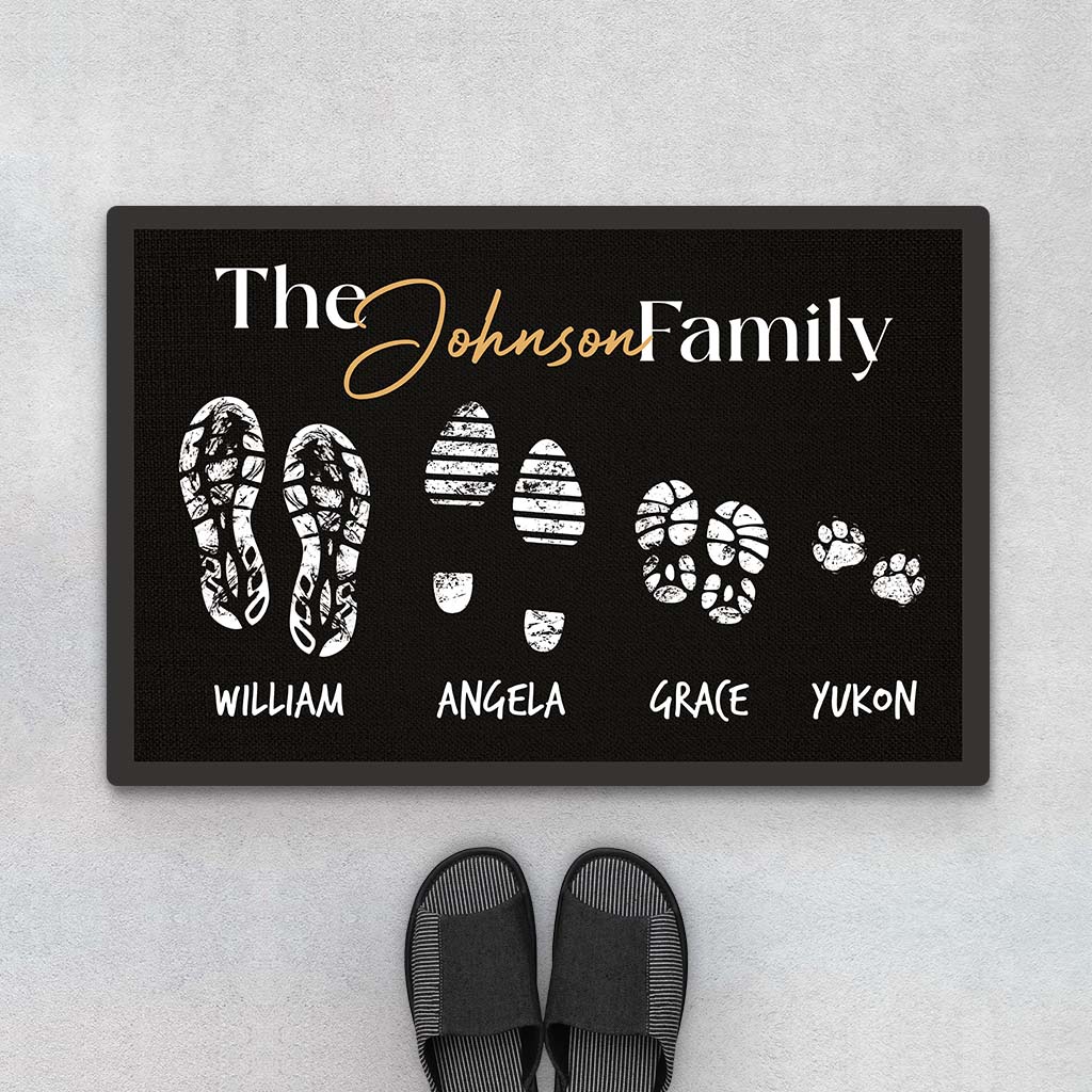 2900DUK1 footprints with family members doormat  customised gift ideas for parents