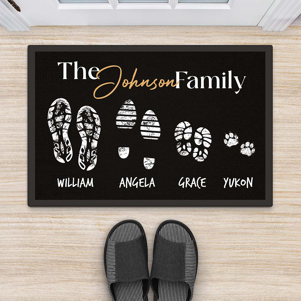 Personalised Footprints With Family Members Doormat