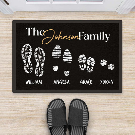 2900DUK2 footprints with family members doormat  customised gift ideas for parents