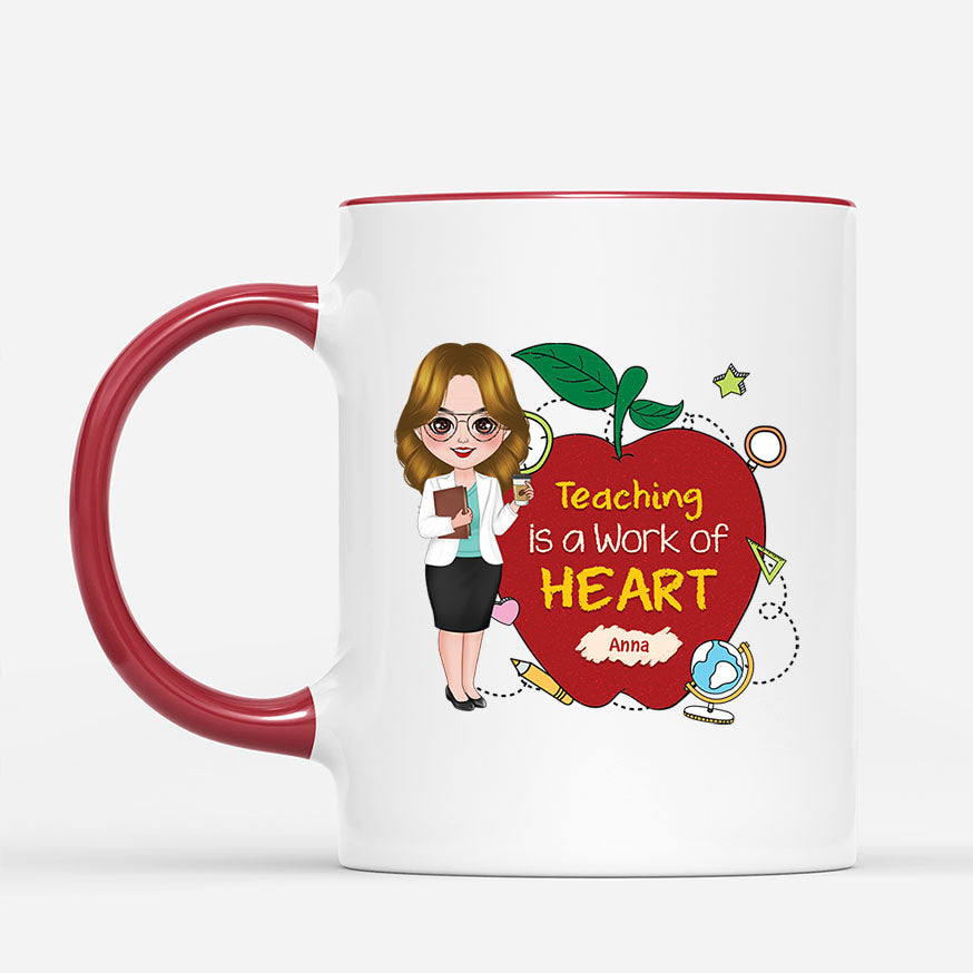 2922MUK2 teaching is a work of heart  personalised mugs for her