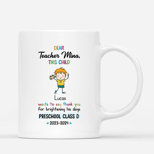 2923MUK1 dear teacher these children want to say thank you  personalised mugs uk for her