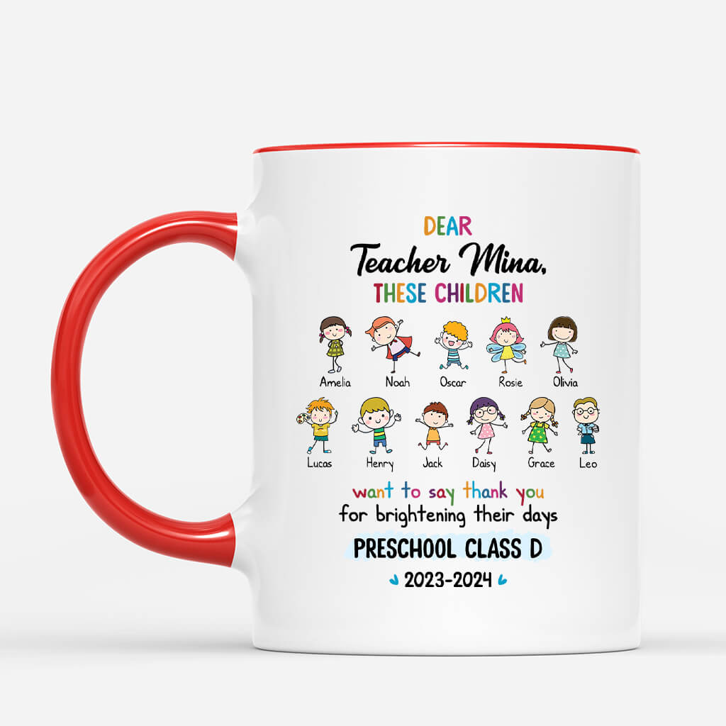 2923MUK2 dear teacher these children want to say thank you  personalised mugs uk for her