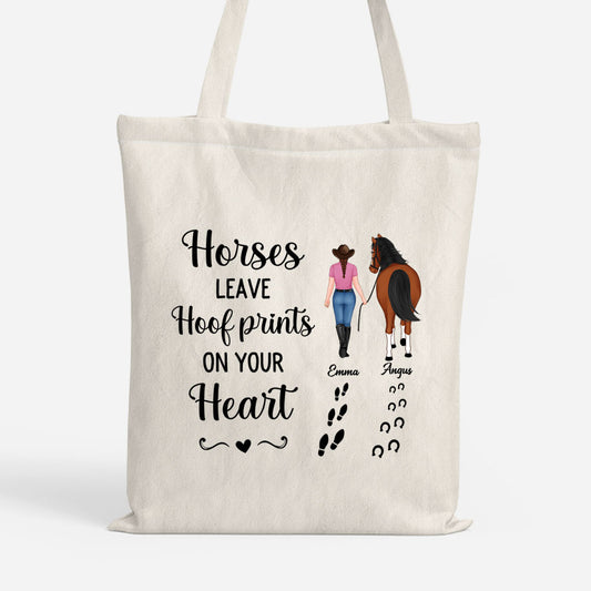 2938BUK1 personalised horses leave hoof prints on your heart tote bag 2938b6v5u_1