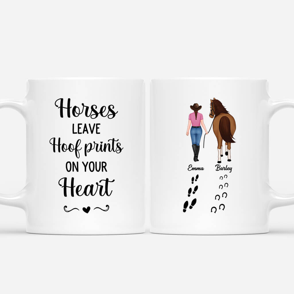 Personalised Horses Leave Hoof Prints On Your Heart Mug For Her