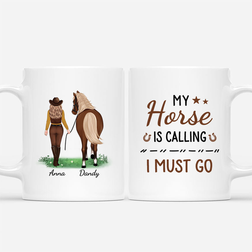 2944MUK1 my horse is calling i must go mug  custom gifts for her