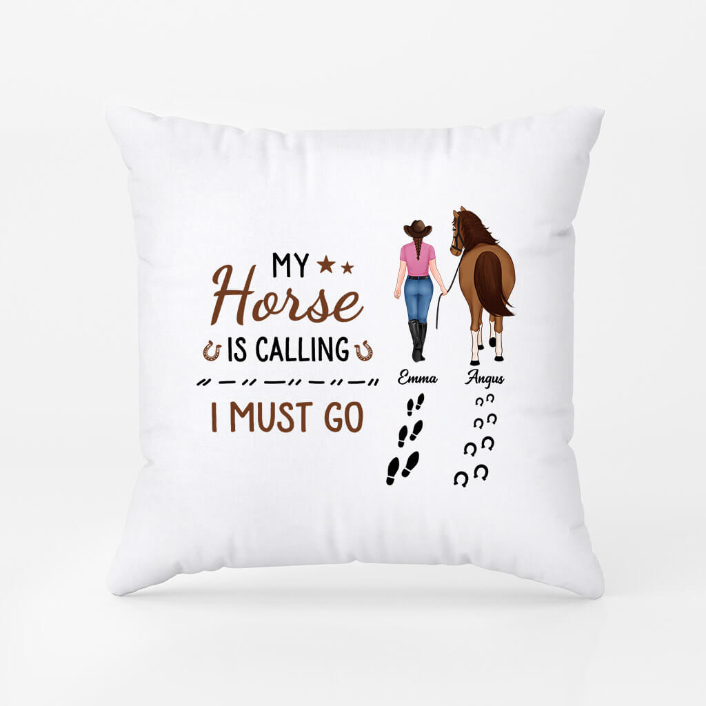 Personalised My Horse Is Calling, I Must Go Pillow