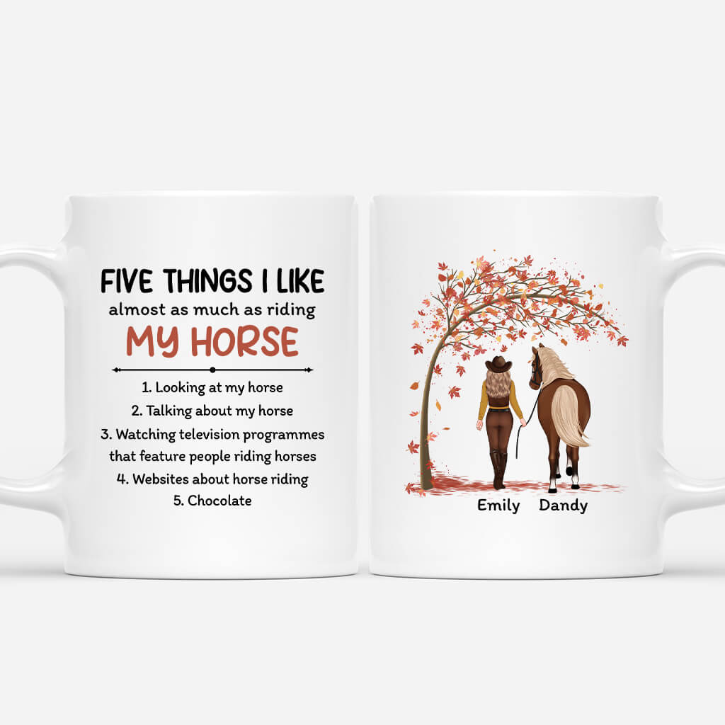 Personalised Five Things I Like My Horse Mug For Female