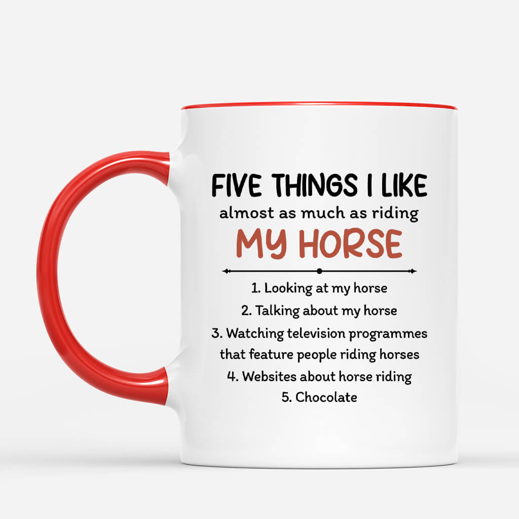 Personalised Five Things I Like My Horse Mug For Female