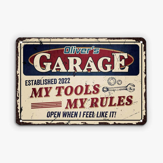 2959EUK2 my tools my rules metal sign  personalised gifts for men