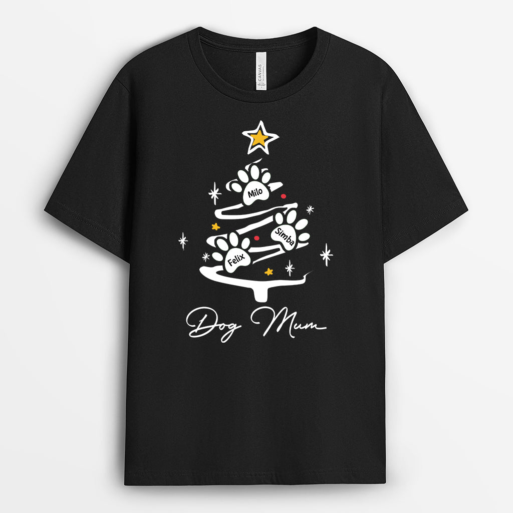 2960AUK1 christmas tree dog mum t shirt  custom gifts for dog lovers uk