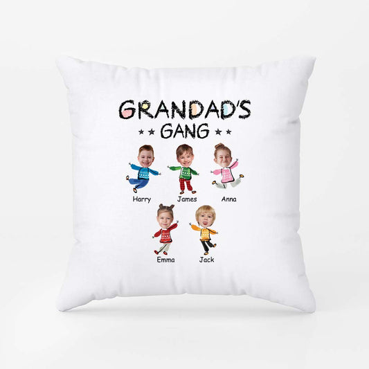 2961PUK2  grandads gang kids faces christmas pillow  customised presents for grandads