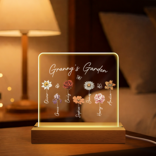 2966LUK1 personalised mummygrannys garden night light with flowers 2966l8f5a