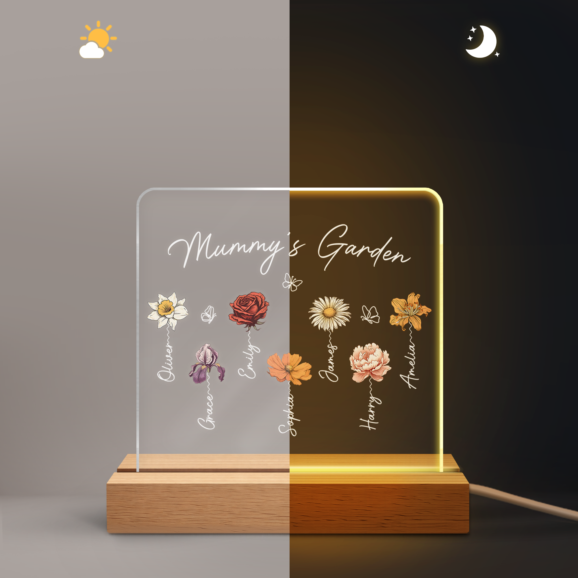 2966LUK2 personalised mummygrannys garden night light with flowers 2966l8f5a