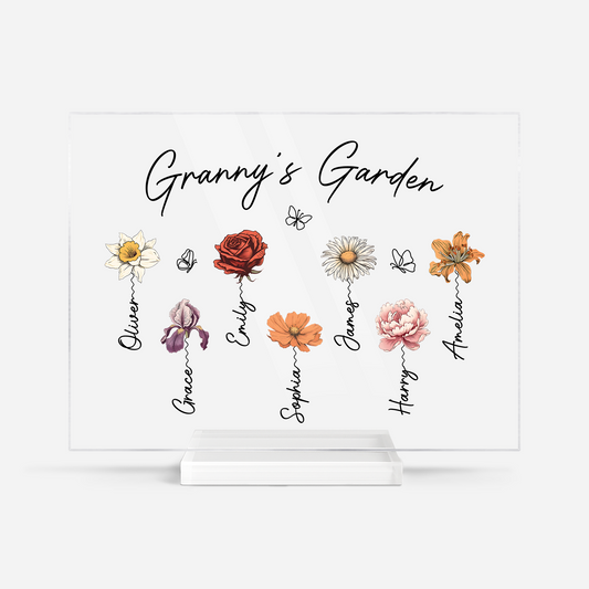 2966RUK1 personalised grannys garden acrylic plaque with stand for mumgrandma 2966r8t5a
