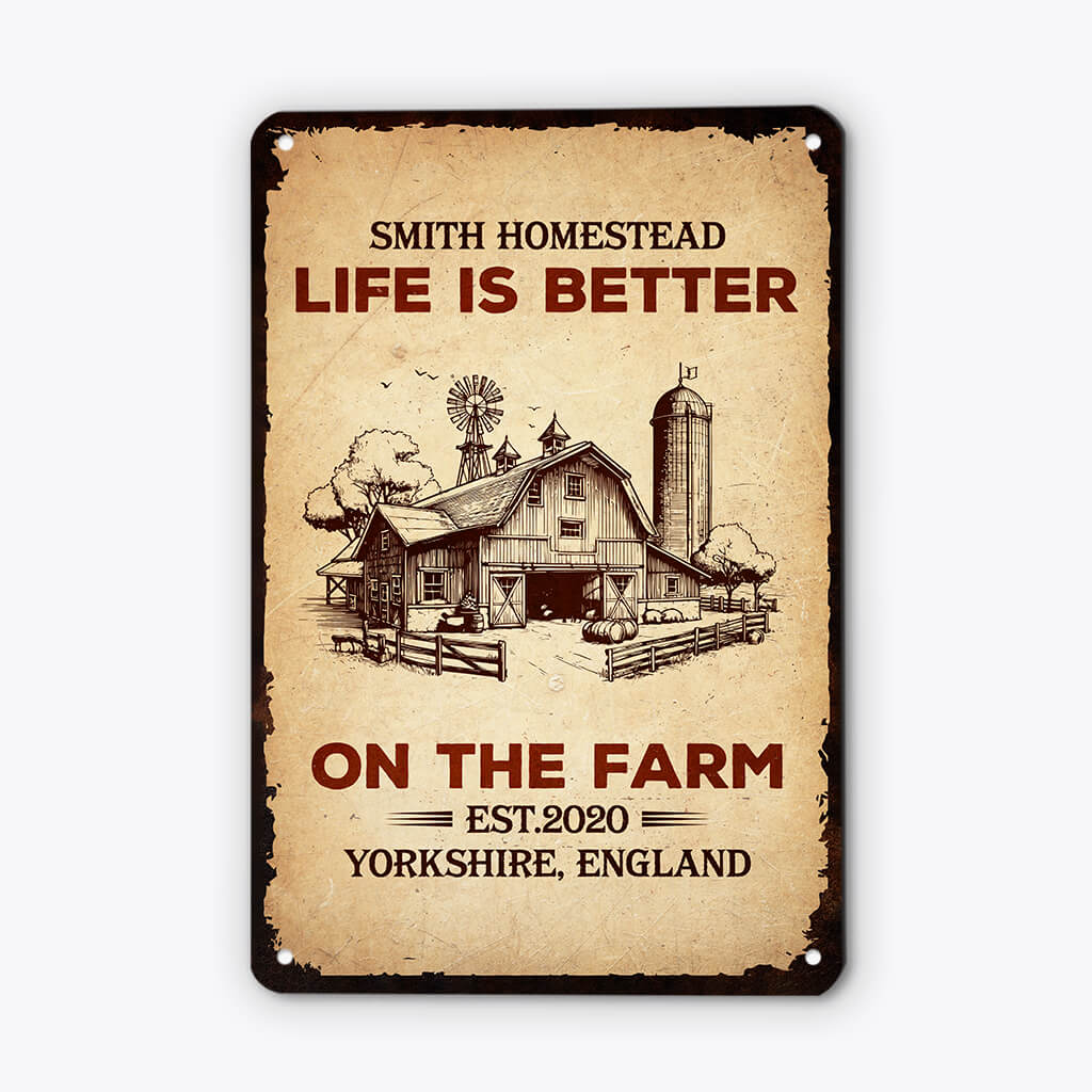 Personalised Life Is Better On The Farm Funny Metal Sign