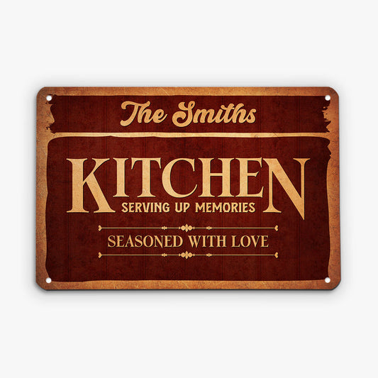 2971EUK2  serving up memories kitchen metal sign  custom gift for cooking lover