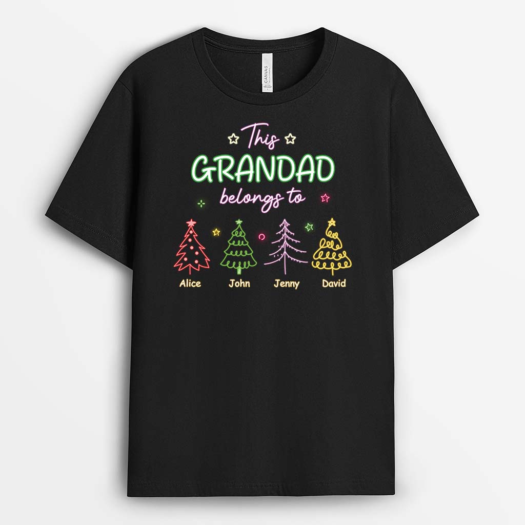 Personalised Christmas Tree This Grandad Belongs To T-Shirt