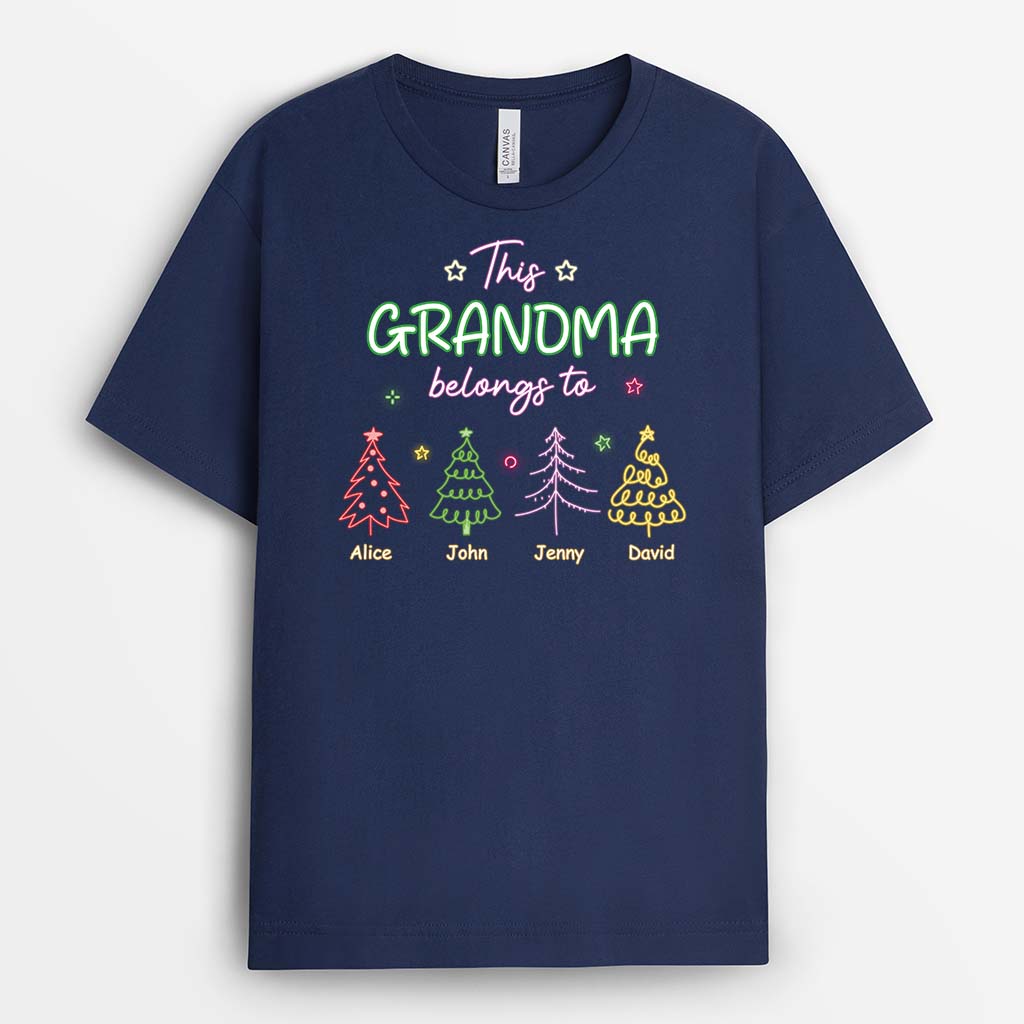 2989AUK2 christmas tree this grandma belongs to t shirt  personalised gifts for grandma