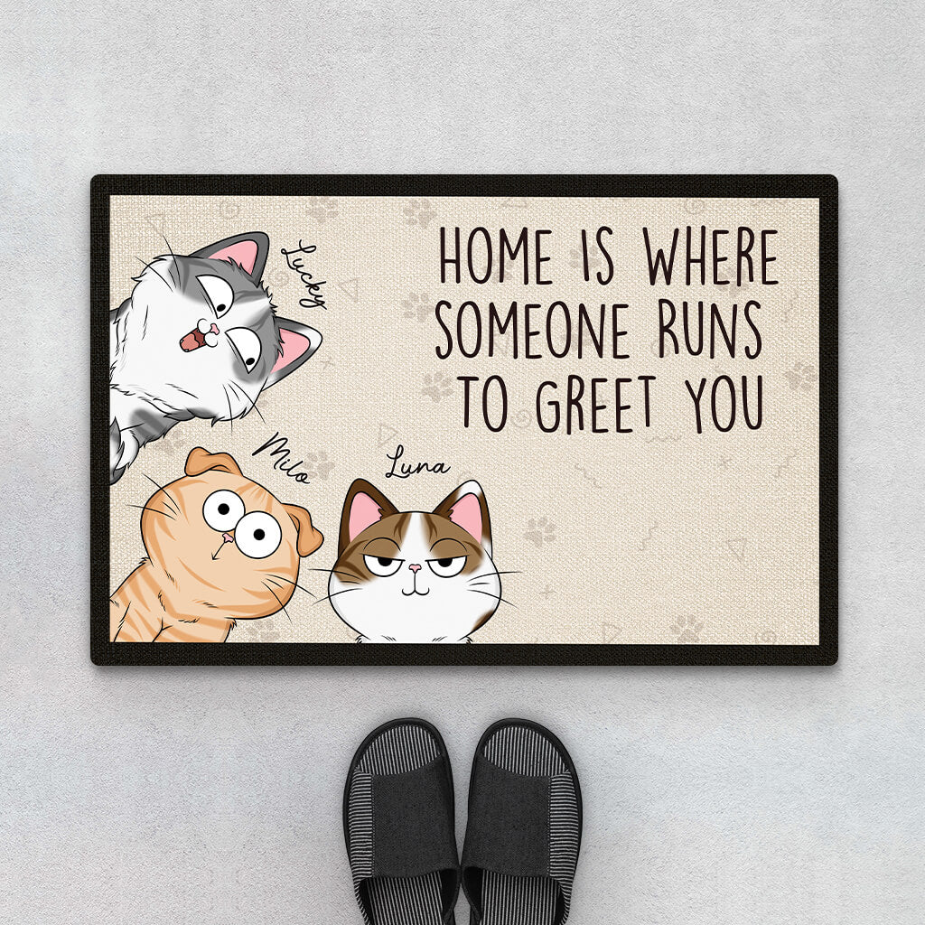 Personalised Home Is Doormat For Cat Lovers