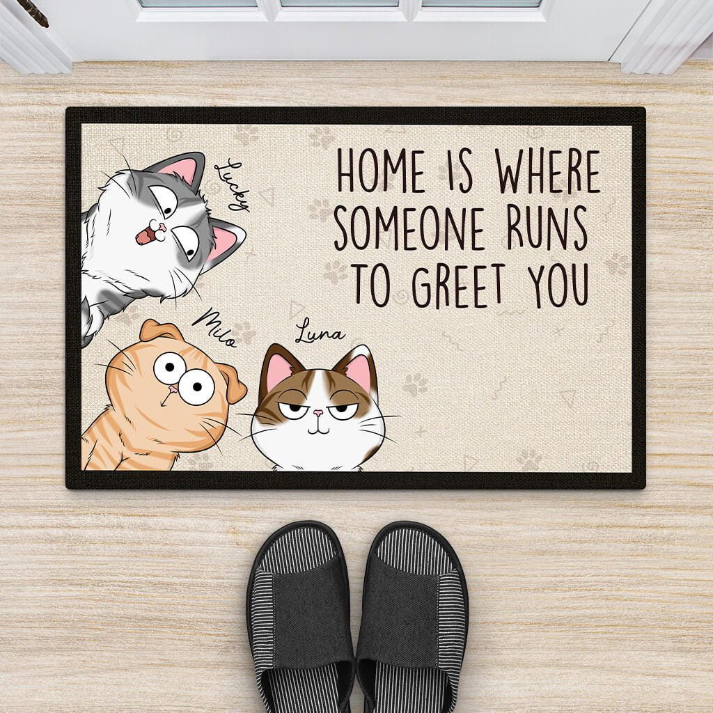 Personalised Home Is Doormat For Cat Lovers