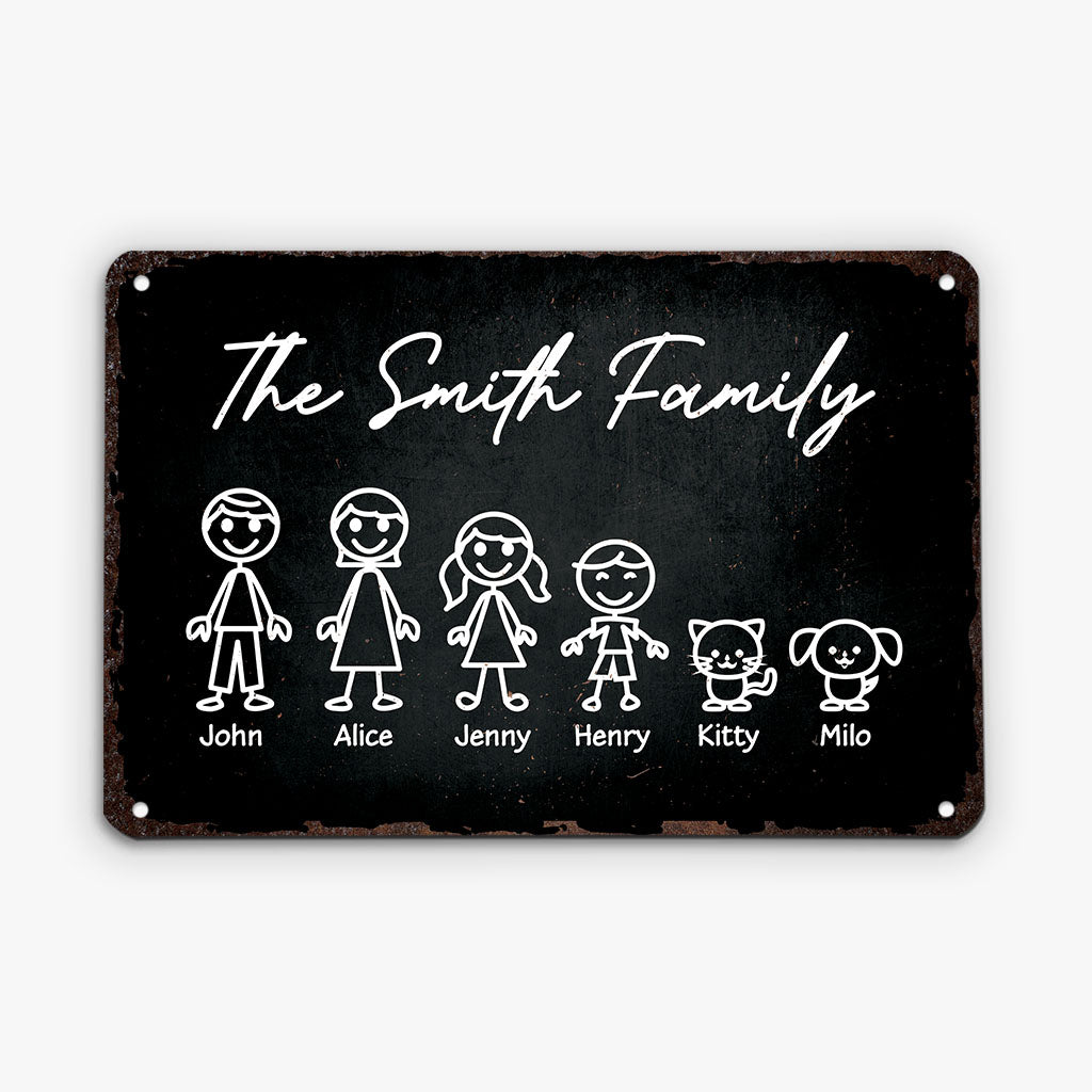 Personalised Black White The Smith Family Metal Sign - Custom Chic UK