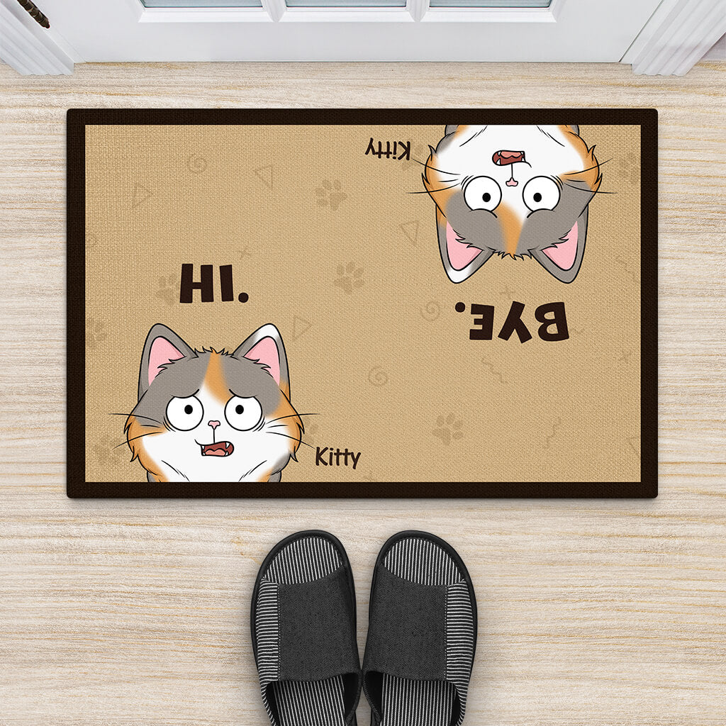 Personalised Hi Bye Doormat For Cat Lovers