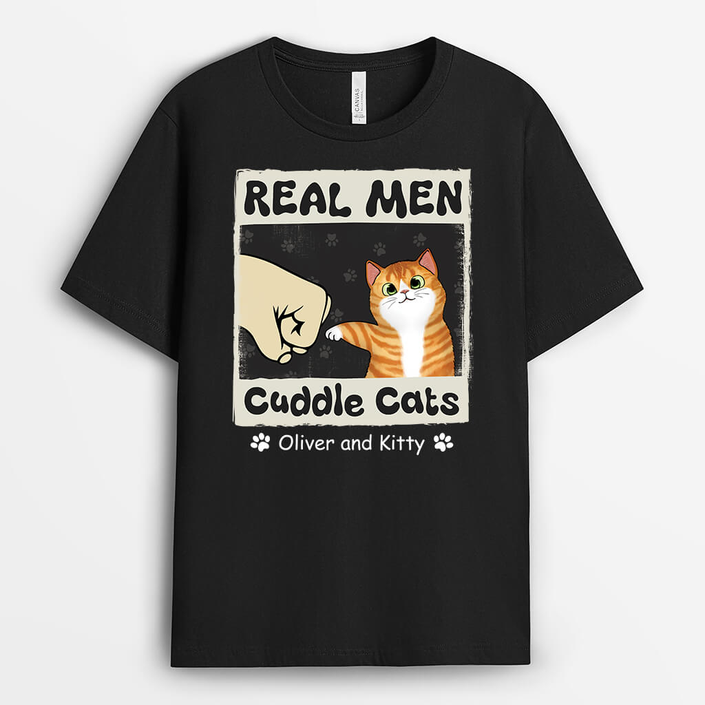 Personalised Real Men T-Shirt For Cat Dad