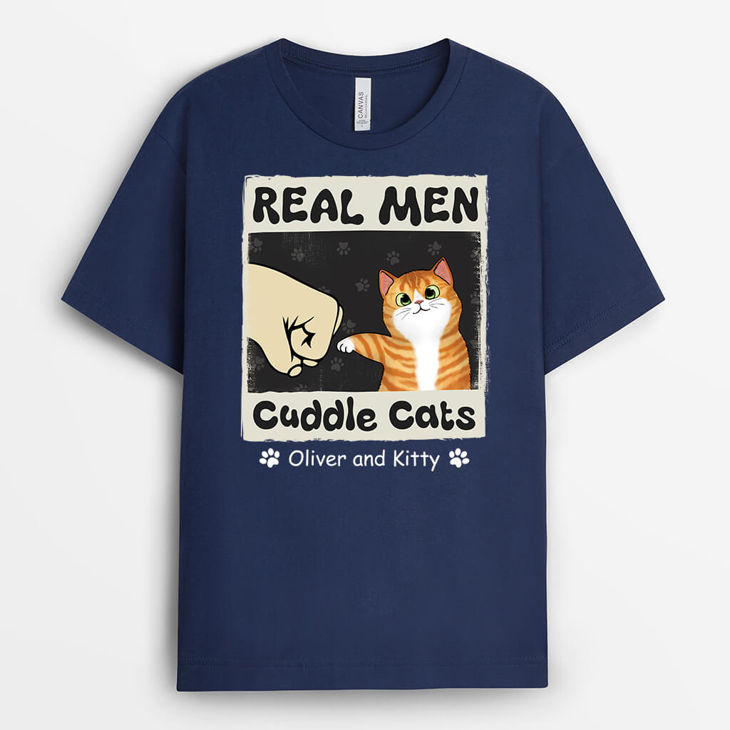 Personalised Real Men T-Shirt For Cat Dad