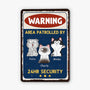 3005EUK2 warning area patrolled by metal sign  personalised gifts for cat owners